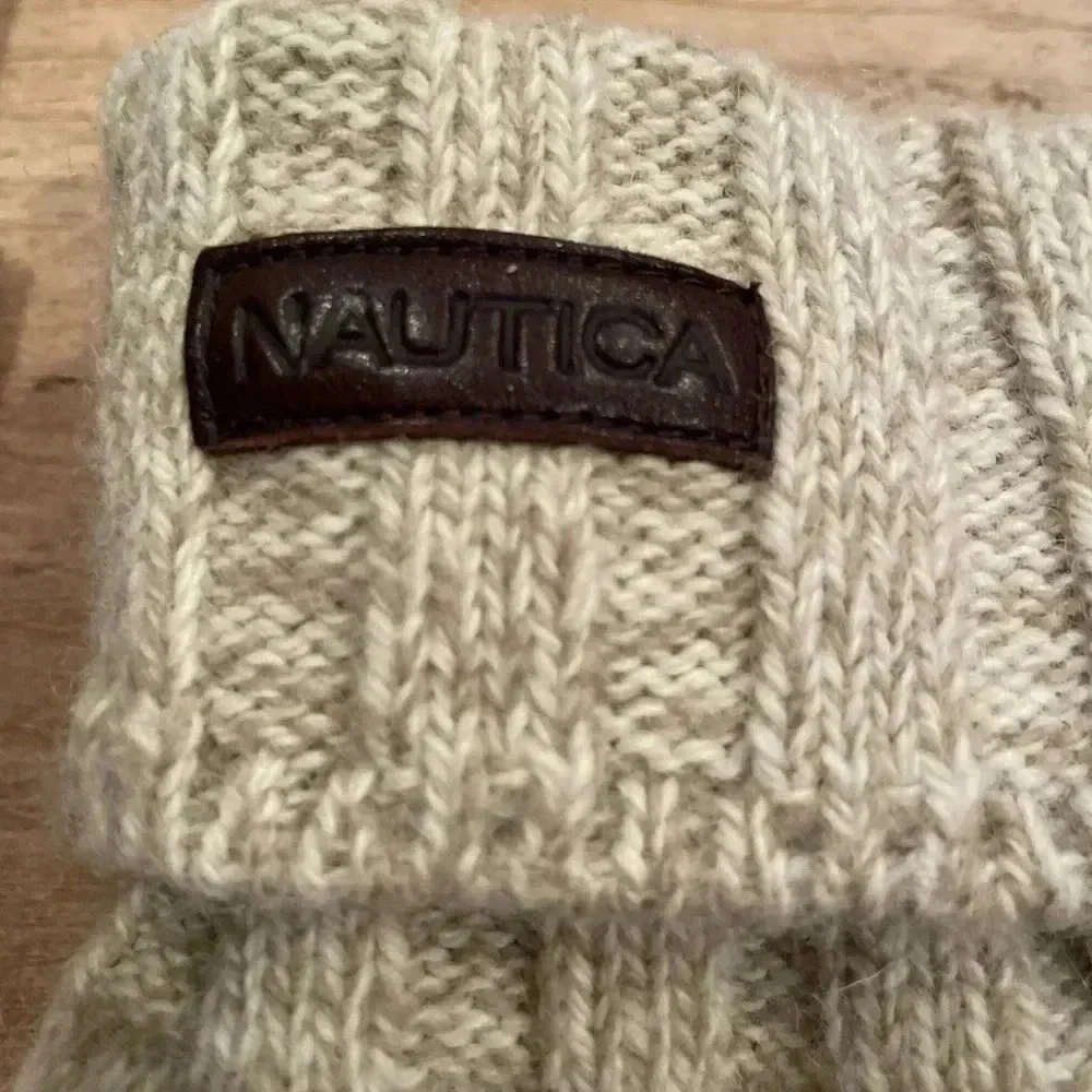 unisex Nautica XL Wool with leather patch gloves warm/winter